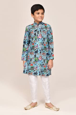 Petite Pomme Digital Print Boys Kurta & Pant Set 