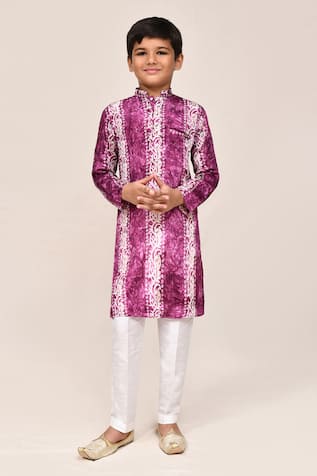 Petite Pomme Printed Silk Blend Kurta & Pant Set 