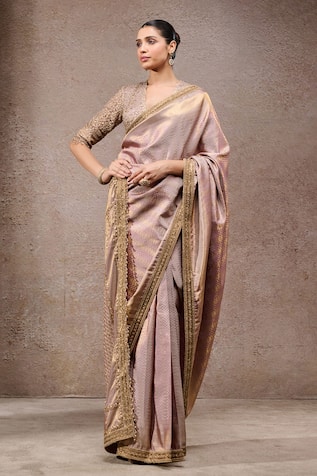 Tarun Tahiliani Brocade Designer Saree With Unstitched Blouse Piece 