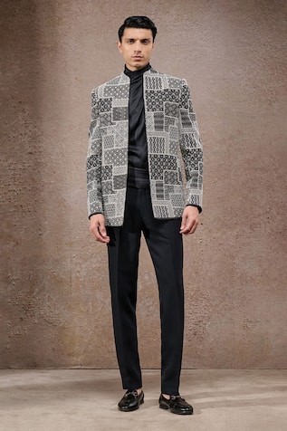 Tarun Tahiliani Geometric Pattern Designer Bandgala Set 