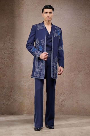 Tarun Tahiliani Navy Designer Sherwani Set 