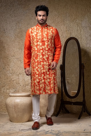 Priyanka Haralalka Rust Applique Embroidered Kurta & Pant Set 