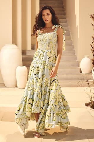 House Of Eda Floral Print Ruffle Hem Dress 