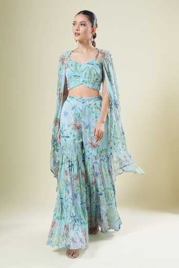 Samyukta Singhania Embroidered Cape Gharara Set 