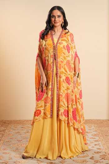 Sonali Methi Designer Floral Cape Skirt Set 