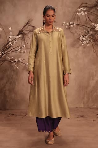 Label Niti Bothra Light Green Embroidered Kurta Set 