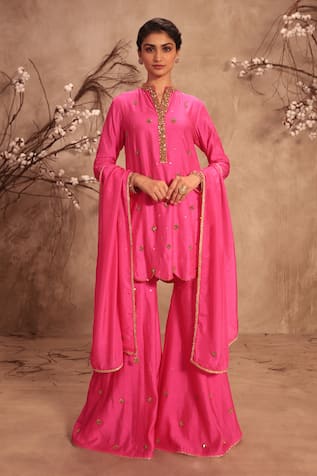 Label Niti Bothra Embroidered Hot Pink Sharara Set 