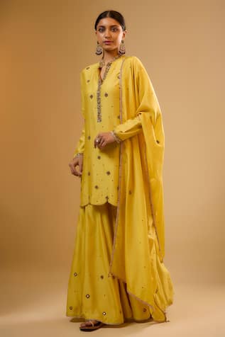 Label Niti Bothra Embroidered Yellow Sharara Set 