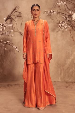 Label Niti Bothra Embroidered Orange Sharara Set 