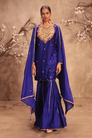 Label Niti Bothra Embroidered Blue Sharara Set 