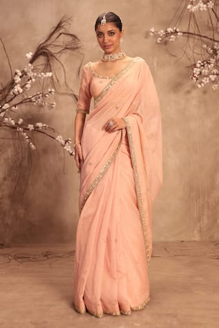 Label Niti Bothra Light Pink Zardosi Embroidered Saree Set 
