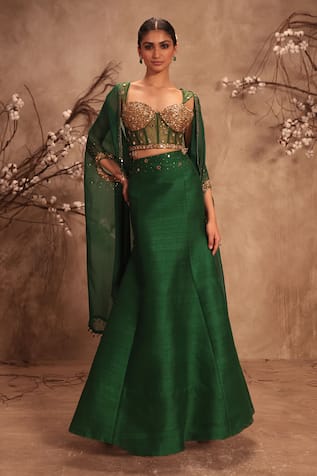 Label Niti Bothra Emerald Green Embroidered Lehenga Set 