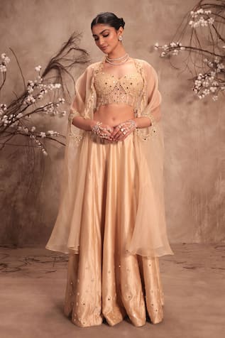 Label Niti Bothra Embroidered Lehenga Cape Corset Set 