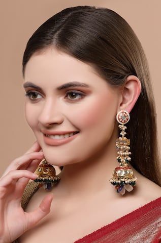 Dugran By Dugristyle Ruby Blaze Jhumka Earrings 