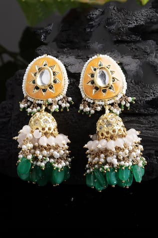Dugran By Dugristyle Gold-Plated Coral Jhumka Earrings 