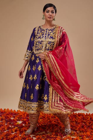 Preeti S Kapoor Midnight Blue Anarkali Set  