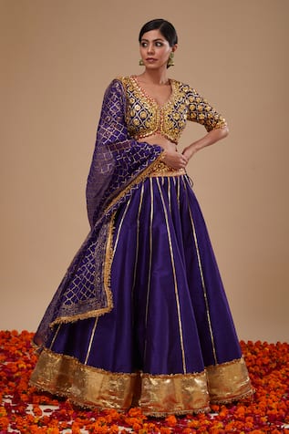 Preeti S Kapoor Designer Blue Lehenga Set 