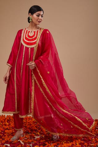 Preeti S Kapoor Fuchsia Anarkali Set  