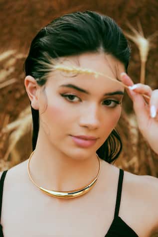 Aurelia Black Enamel Gold Neckpiece 