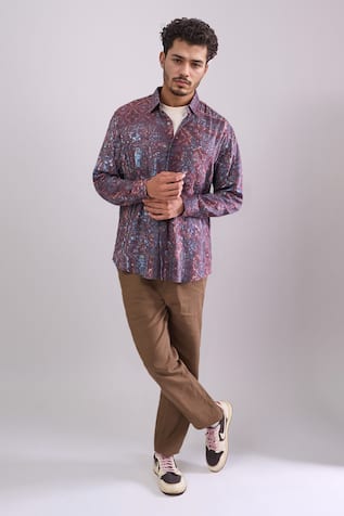 Aryavir Malhotra Multi Color Digital Print Slim Fit Shirt 