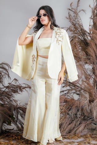Rirasa Ivory Hand Embroidered Pant Set 