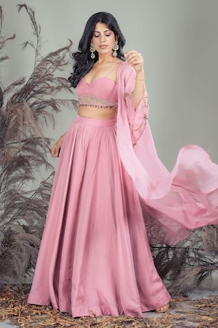 Rirasa Pink Hand Embroidered Organza Set 