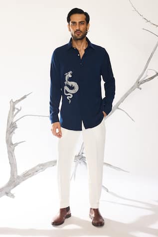 Ankit V Kapoor Woven Draken Sky Shirt 