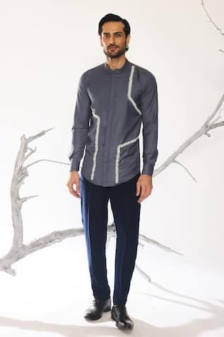 Ankit V Kapoor Lumen Grid Statement Shirt 