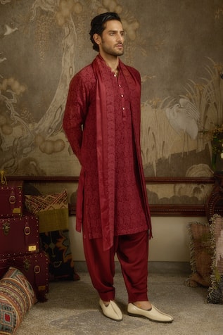 Ankit V Kapoor Shahgul Woven Kurta Set 