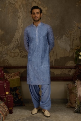 Woven Sky Blue Fiza Gul Kurta Set 