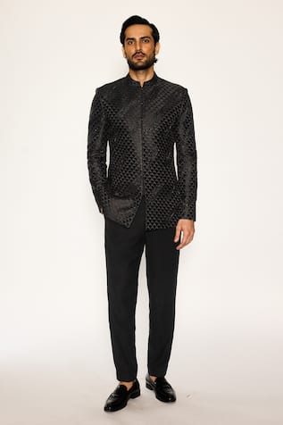 Ankit V Kapoor Designer Woven Bandhgala & Pant Set 