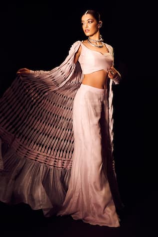 Label Anshu Khathuria Pastel Pink Designer Sharara Set 