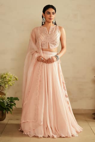 Baby Pink Organza Lehenga Set 