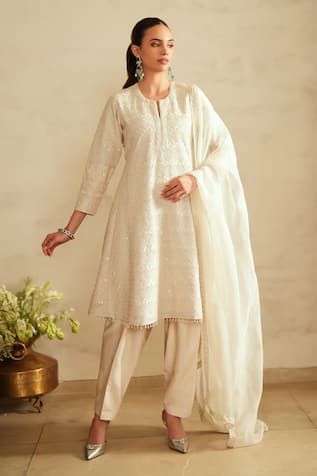 Saisha Ivory Jhalak Silk Kurta Set 