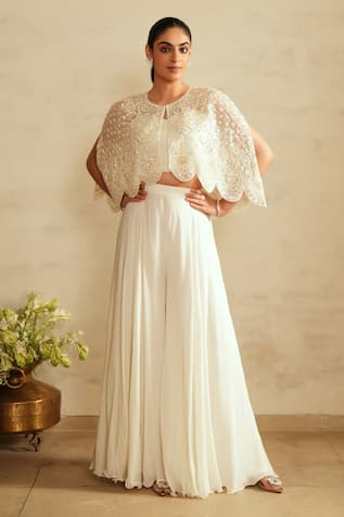 Saisha Ivory Organza Sharara Set  