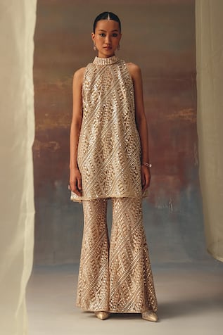 Twenty Nine Golden Designer Bell Bottom Pant 