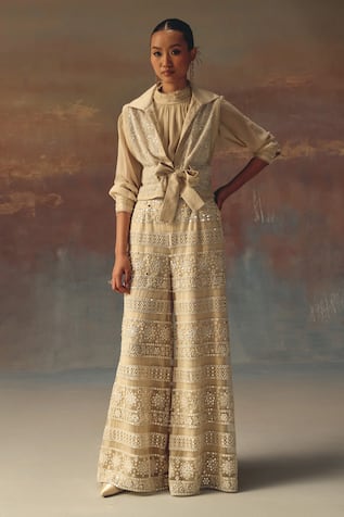 Twenty Nine Ivory Georgette Designer Shirt 