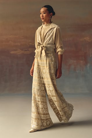 Twenty Nine Ivory Mirrorwork Palazzo 