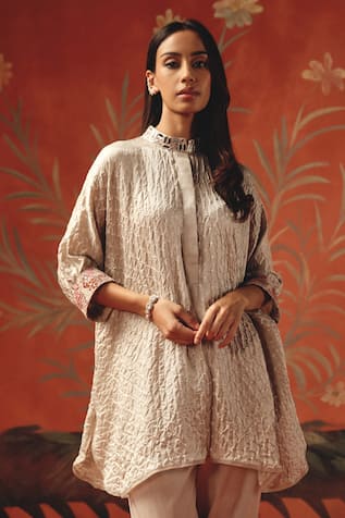 Twenty Nine Moon Dust Gajji Silk Oversize Shirt 