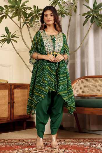 Sonali Methi Bottle Green Designer Kurta Dhoti Set 