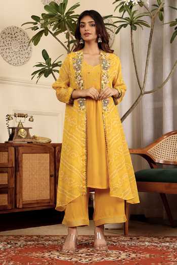 Sonali Methi Embroidered Yellow Kurta Set  