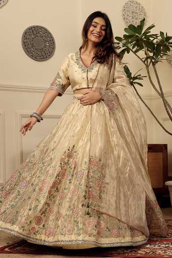 Sonali Methi Golden Embroidered Lehenga Set 