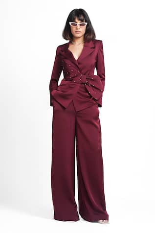 Ahi Clothing X AZA Mackenzie Purple Shimmer Coat And Pant Set 