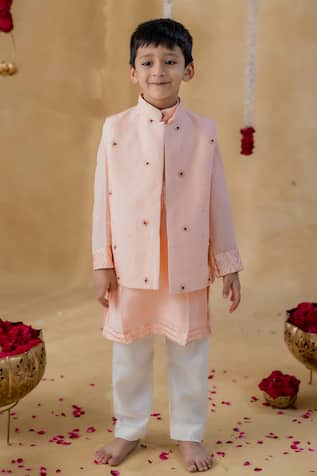 Peach Chakri Nehru Jacket Set 