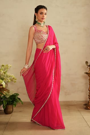 Saisha Hot Pink Pre-Draped Saree Set 