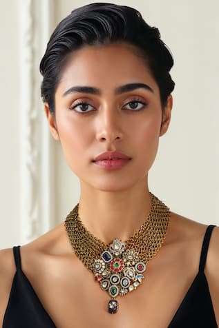 Gold Finish Imitation Kundan Necklace 