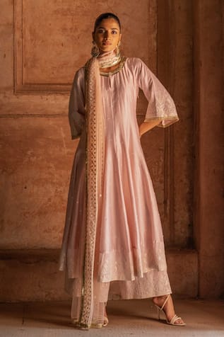 Preevin Forest Onion Pink Anarkali Set 