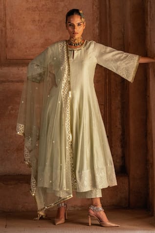 Preevin Forest Mint Anarkali With Pant 