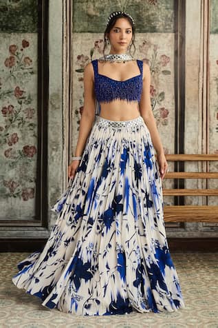 Diyarajvvir Floral Print Tulle Lehenga Set 