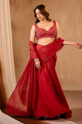 Niamh By Kriti Red Designer Lehenga Set 